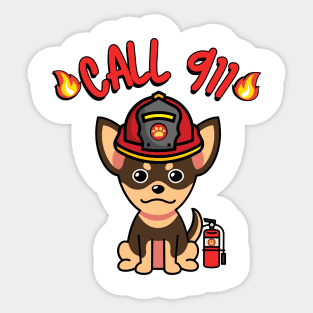 Cute small dog is a firefighter Sticker